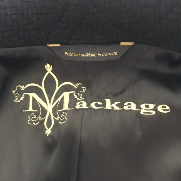 Black Mackage wool coat with leather belt and trims - Picture 2 of 5